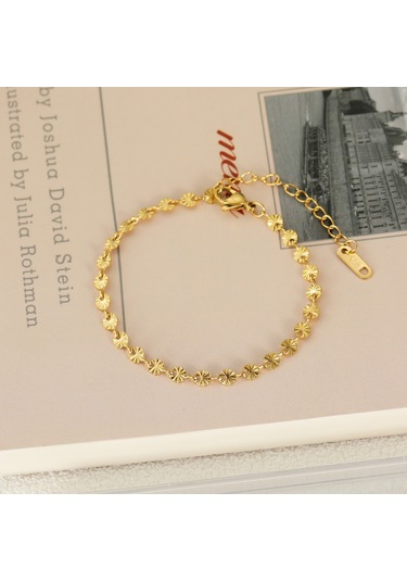 Tenfowee Altın Kaplama 18k Titan Çelik Bileklik - 15+5cm Uzunluk Ayarı, Bası Desenli, Gündelik Ve Özel Davetler İçin Zirve Eleganlık Gold