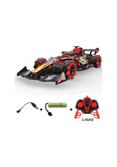 Sesli Işıklı Şarjlı 1:10 Büyük Ölçek Kumandalı Duman Atan Full Fonksiyon F1 Araç Rc Oyuncak Araba Kırmızı Kırmızı