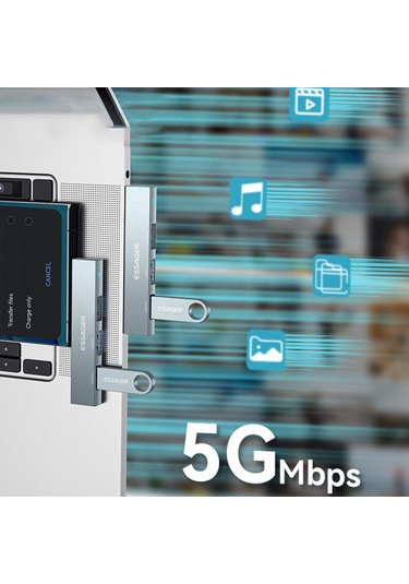 Cbtx Essager 3'ü 1 Arada Usb Hub Ayırıcı 1 Usb3.0 + 2 Usb2.0 Bağlantı Noktası Tip-c Tablet Dizüstü Bilgisayar İçin Alüminyum Alaşımlı Adaptör - Gri