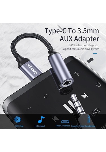 Jms Essager Usb Tip-c - 3,5 Mm Jack Dişi Adaptör Kulaklık Xiaomi Samsung Huawei Uyumlu