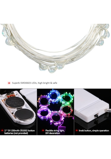 Dianziye 1 Metre Sarı Işıklı 10 Led Li Taşınabilir Bakır Tel Işık Zinciri Pil Yok