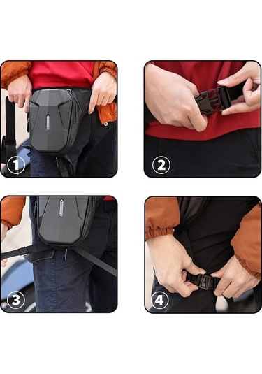 Rz566 Genişleyebilir Dayanıklı Motosiklet Bacak Bel Omuz Çantası Siyah