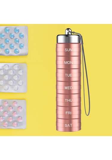 Suntek Magideal Günlük Hap Kutusu Mühürlü 7 Bölmeli Kamp Gül-altın