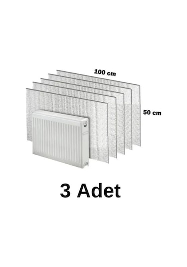 3 Adet Petek Radyatör Arkası Folyo Plaka Kalorifer Arkalığı Alüminyum Isı Yalıtım Folyosu 100x50 Cm