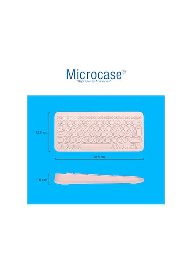 Microcase Yuvarlak Tuşlu Bluetooth Kablosuz Klavye - AL3048 Pembe
