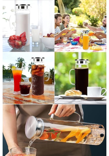 Kapris Metal Kapaklı Cam Sürahi 1300 Ml Sa6863