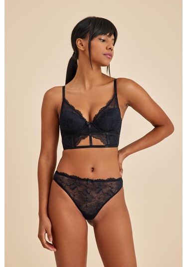 Roma Siyah Dantelli Slip Külot Siyah
