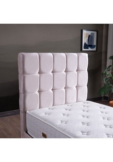 Lucas Perfect Tek Kişilik Baza + Başlık + Yatak Set 3 Lü Set Krem