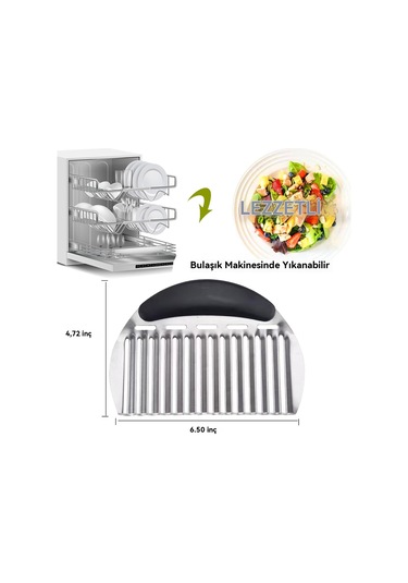 Büyük Kırışık Kesici Patates Kızartması Kesici, Büyük Kırışık Patates Kesici Dalgalı Doğrayıcı, Paslanmaz Çelik Dalgalı Dilimleyici Havuç Sebze İçin Saplı Kırışık Kesme Doğrama Aletleri Gold