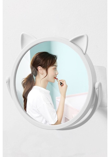 Beyaz Kedi Tasarım Plastik Banyo Duvar Aynası Cin715by Beyaz