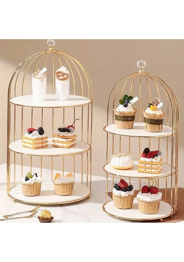 Fochsia Mumm Hiboux Altın Tek Katlı Zarif Pasta Standı Çay Partisi Ve Hediyelik