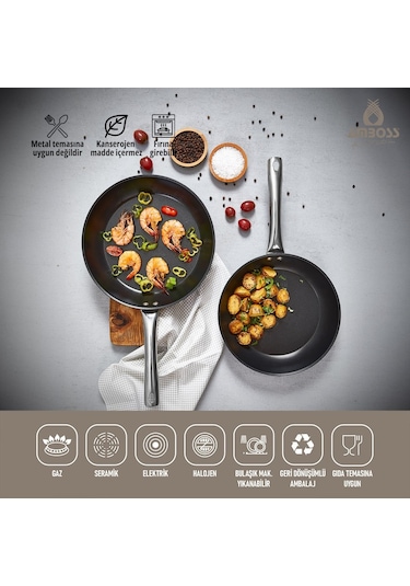 Amboss Dark Tava Yanmaz Yapışmaz Titanyum Kaplama - 26 Cm Siyah