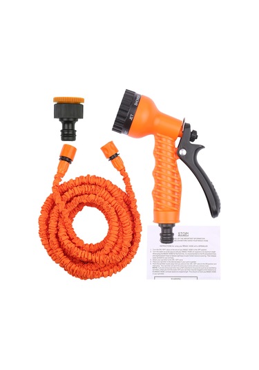 Gajeena 22.86 Metre 75ft 3x Yüksek Basınçlı Genişleyen Su Hortumu - Araba Yıkama Ve Bahçe Sulama Seti Turuncu