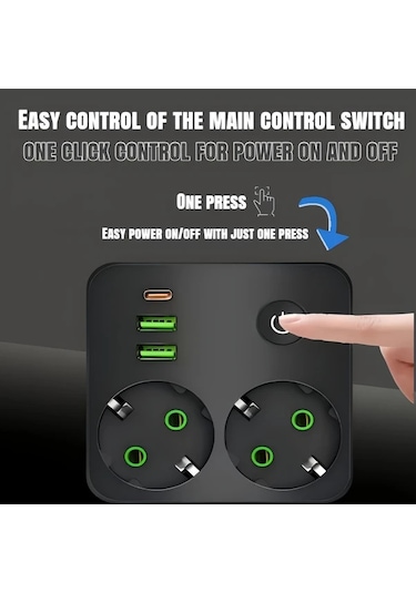 Honeybeeshop Beyaz Ql 86u Usb Priz Uzatıcı 3 Usb Portlu 1 Usbc 2 Ac Coklu Cikisli Asiri Gerilim Koruyucu Ev Ofis Kolej Icin Duvar Prizleri