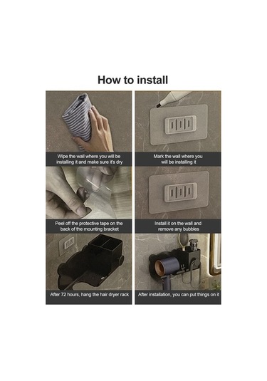 Didadodo Saç Kurutma Makinesi Duvara Monte Tutucu Banyo Rafı Depolama, Stil: Basit Siyah, Küçük Tasarım Simple Black