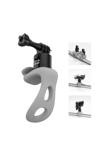 Vkemall Telesın Spor Kamerası İçin Hızlı Açılır Silikon Sabitleme Kayışı, 2 Kademeli Ayarlanabilir, Gri