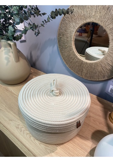 Walnut Kapaklı Krem Jüt Sepet Krem