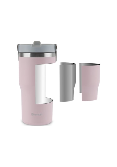 Emsan Star Ice Pipetli Çelik Sızdırmaz Termos Pembe 550 Ml Pembe