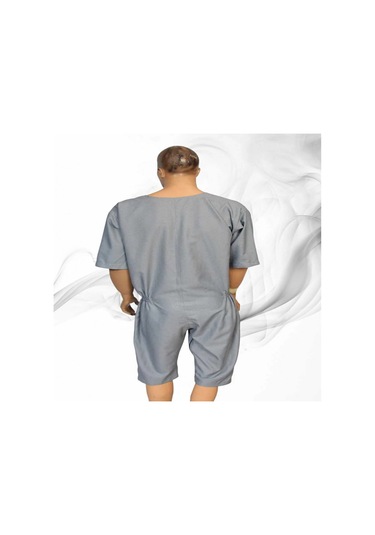 Benlife Kısa Kol Demans Tulumu Hasta Bakım Kıyafeti Gri
