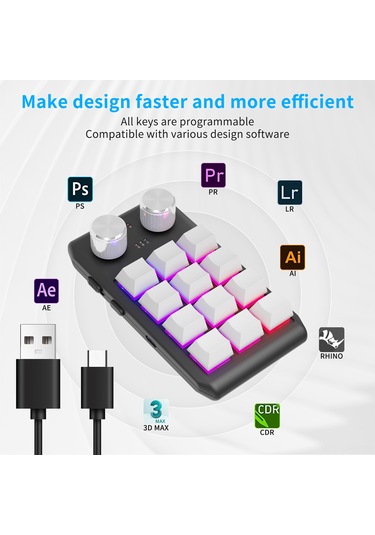 Maiyame Tek Elle Kullanılan 12 Tuşlu Macro Klavye: Uwbt Bağlantı, Kırmızı Anahtarlar Ve Özelleştirilebilir Tuşlar