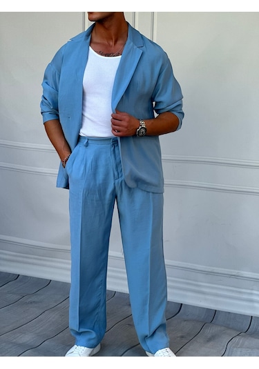Modefendi Marino Tam Yazlık Extra Oversize %100 Keten Takım Bej