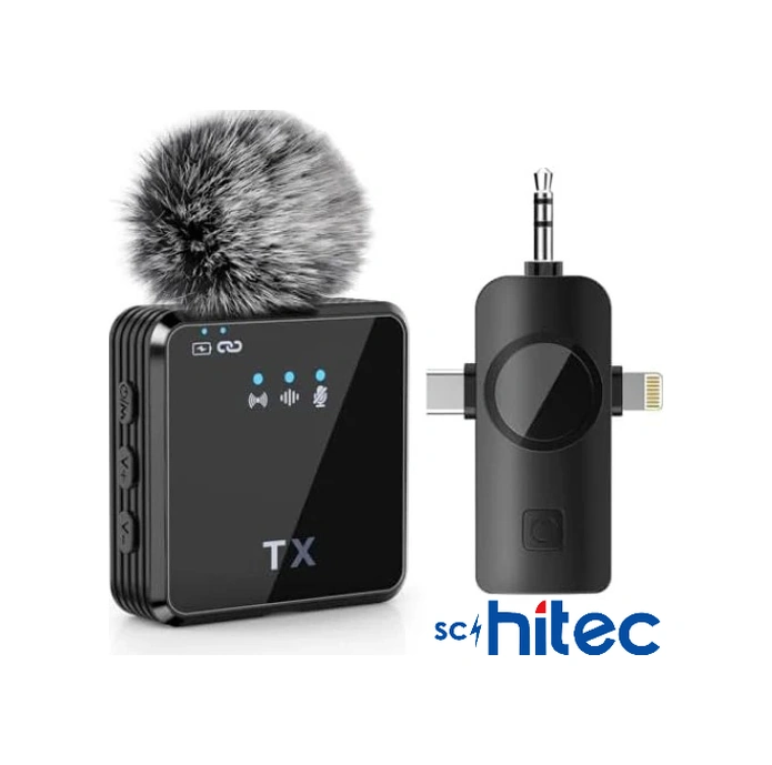 Schitec 3in1 Type-c Lightning 3.5mm Çıkışlı İkili Kablosuz Hd Wireless Yaka Mikrofonu F11-2