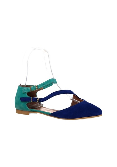 Fox Shoes Saks Mavi/su Yeşili Kadın Babet D726016902 Saks Mavi - Su Yeşili