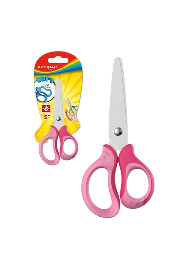 Keyroad 13 Cm Yuvarlatılmış Bıçaklı Pembe Okul Makası. 161130294