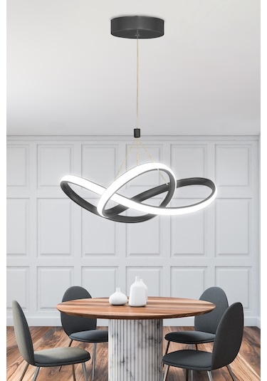 Ransom Siyah Kumandalı Dimmerli 4 Modlu Modern Sarkıt Led Avize Siyah