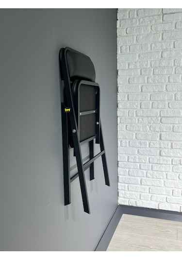 Hey 4'lü Katlanır Kamp Sandalyesi Piknik Sandalyesi Siyah Deri Siyah