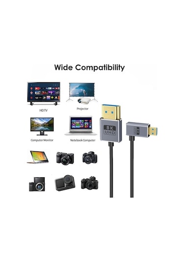 Novahub 60cm Koaksiyel Mikro Hdmı - Kablo Tekniği İle Hdmı 8k Uhd 48gbps Video Bağlantı Kablosu, Stil: Düz Kafa