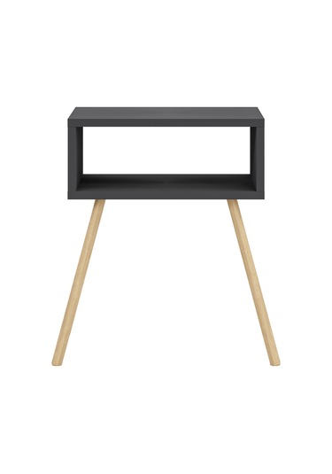 İntergo Ahşap Ayaklı Raflı Komodin Antrasit Gri