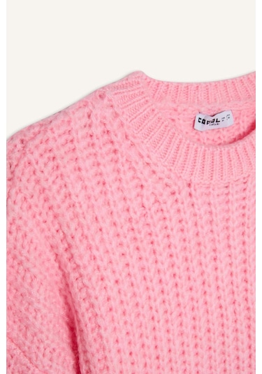 DeFacto Coool Oversize Geniş Kalıp Bisiklet Yaka Triko Kazak V1811AZ24CWPN450 Pembe