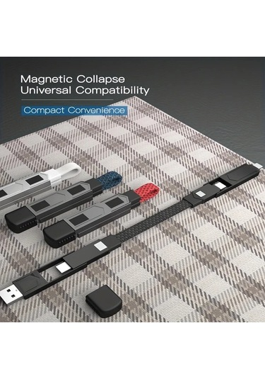 Honeybeeshop 4ü 1 Arada Ultra Hızlı Şarj Kablosu 20 Cm İphone Uyumlu Samsung Xiaomi Usb C İçin Çinko Alaşımlı Veri Kablosu