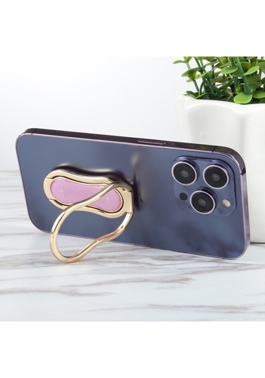 Soulader İphone Uyumlu 16 Serisi İçin Metal Yüzük Tutucu Ve Katlanabilir Telefon Standı - Pembe Renkli Pratik Cep Telefonu Aksesuarı Pembe