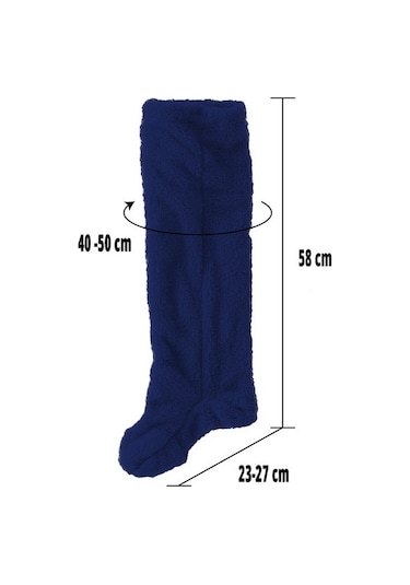Mulberry Wellsoft Peluş Diz Üstü Ev Çorabı Uzun Çorap Lacivert