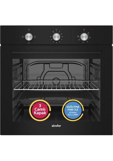 Simfer SB8254 - T3046 - SD8727 Trend Mekanik Siyah Cam 3'lü Ankastre Set