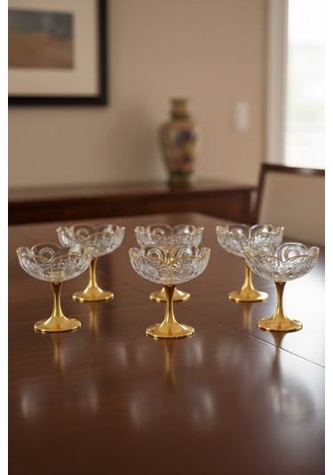 Rose Metal Ayaklı Sunumluk 6 Lı Gold Altın