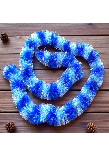 2 Metre Gümüş Mavi Boyun Simi Yılbaşı Süsleme Yumuşak Boyun Garlandı Yılbaşı Ağacı Süsleri