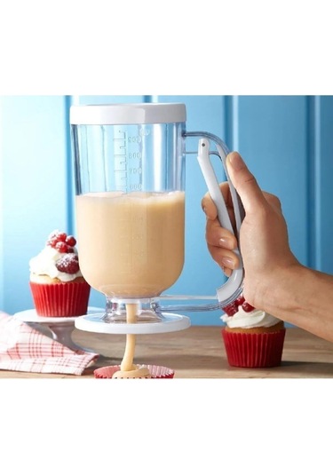 Pankek Dağıtıcı Hamur Porsiyonlayıcı Şekillendirici 900 Ml Dökme Aparatı Beyaz Beyaz