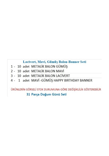 Lacivert, Mavi, Gümüş Balon-banner Seti