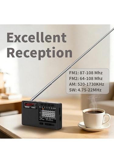 Xhdata D368 Taşınabilir Transistör Radyo Küçük Fm/ammw/sw Mini Radyo Bluetooth Usb Tf Pil Radyolu, Schwarz