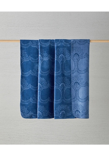 English Home Spread Pamuklu Çift Kişilik Battaniye Mavi