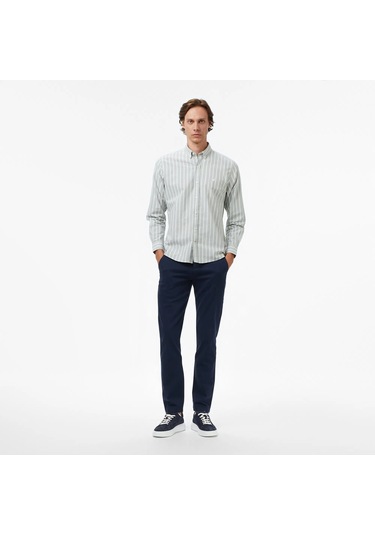 Nautica Classic Fit Erkek Çizgili Gömlek W57405t Yeşil