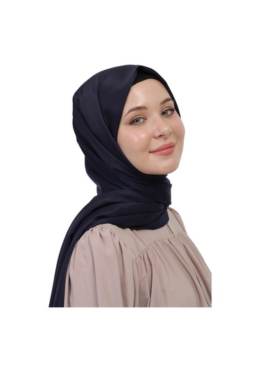 Çift Taraflı Düz Jakar Şal Parlak & Mat Dokulu, Özel Gün Şalı, Düz Renk Lacivert