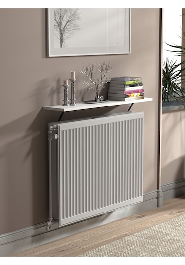 Montajsız Petek Üstü Uçan Raf Kalorifer Peteği 100x20 Cm - Beyaz Beyaz