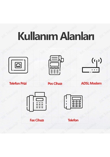 Rj11 6p2c Hazır Telefon Modem Ara Hat Kablosu 10 Metre