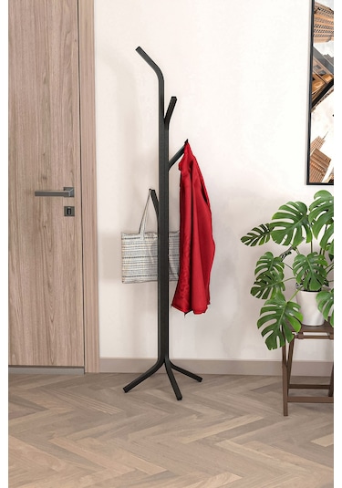 Bofigo Metal Elbise Askılığı Portmanto Askılık Siyah