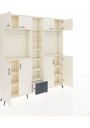 Arges Dolap 14 Raflı 2 Çekmeceli 2 Askılı 220x30x243 Aytaşı-aytaşı/antrasit Aytası/antrasıt