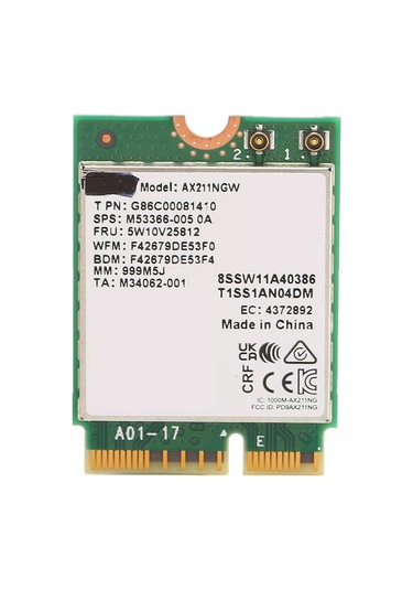 Fosenze M.2 Key-e Ax211ngw Kablosuz Ağ Kartı, 2400mbps, Bt5.2, 2.4/5/6ghz Üç Frekanslı, Plug And Play, Dayanıklı Pcb Malzeme